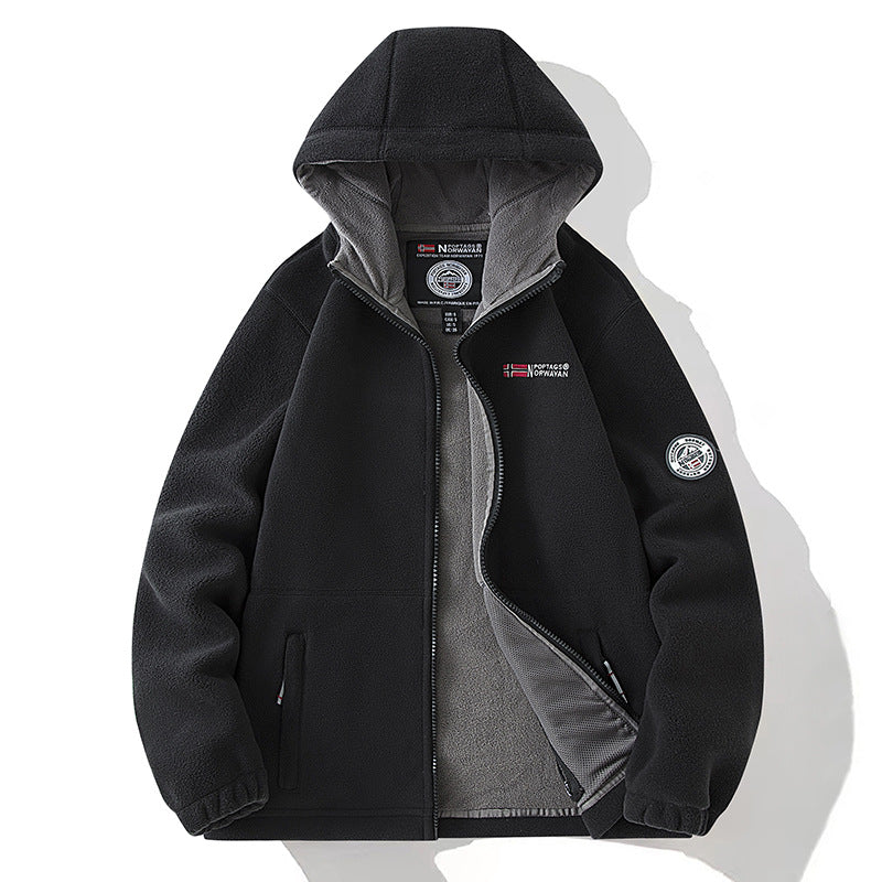 Women's Hooded Fleece Jacket with Warm Teddy Lining and Zipper Chichicherry