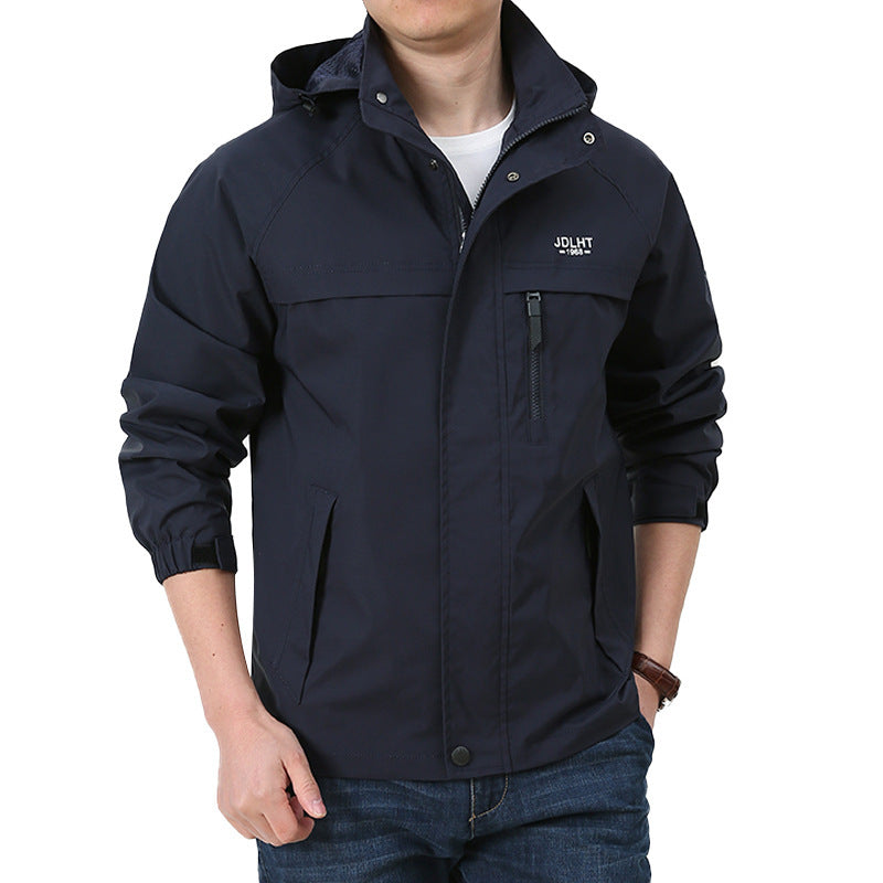 Men's Lightweight Softshell Hoodie Jacket with Hood, water-repellent Shell and Multifunctional Pockets Chichicherry