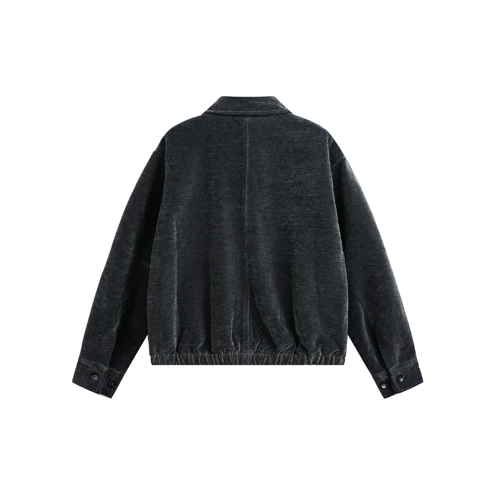 Unisex Boxy Bomber Jacket with Shirt Collar, Front Zipper and Flap Pockets Chichicherry
