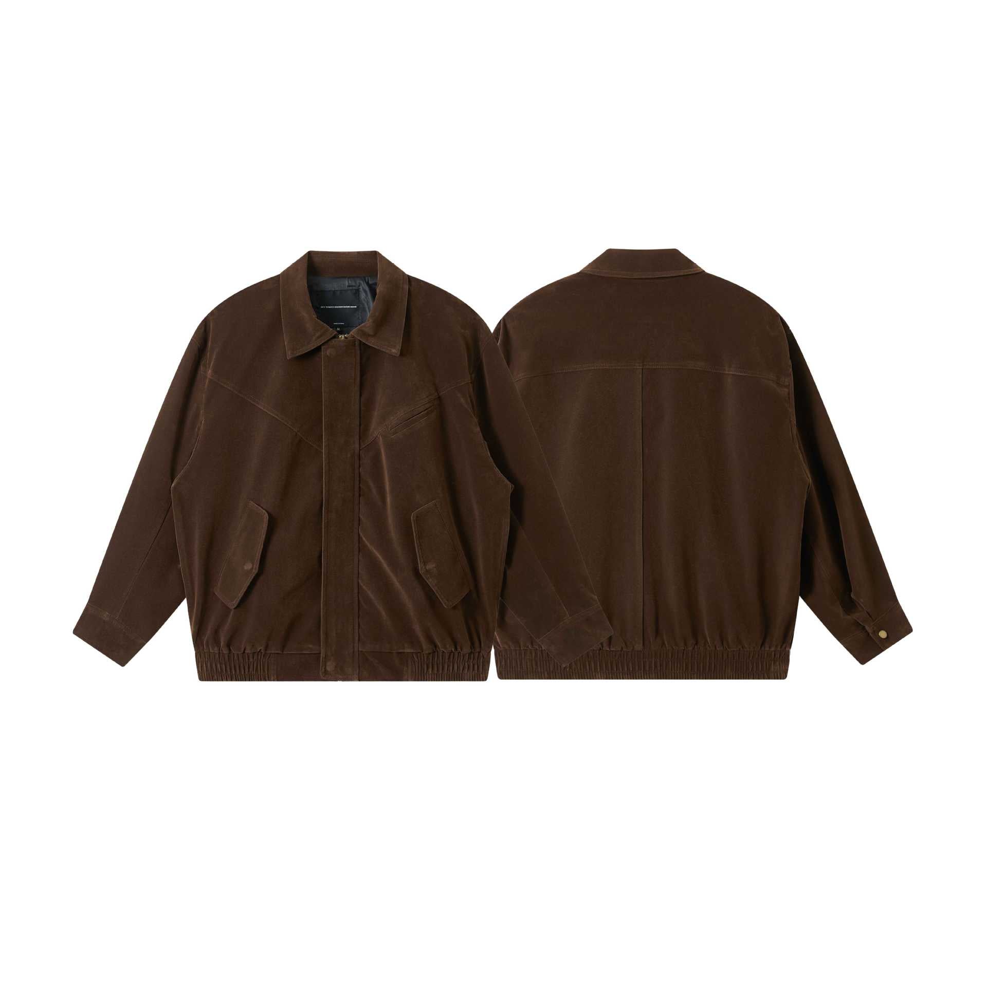 Men's short cut suede look blouson with elastic hem and flap pockets Chichicherry