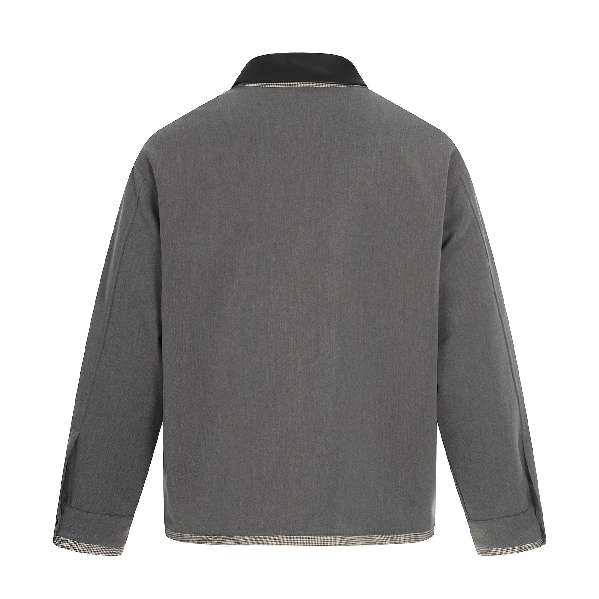 Men's short technical blouson made of wool blend with contrasting lapel collar and two-way zipper Chichicherry