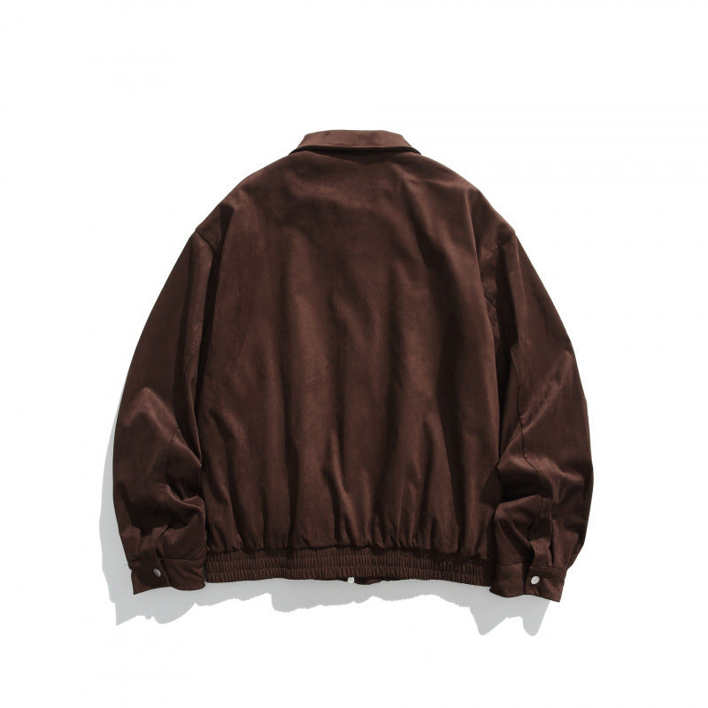 Men's short bomber-style jacket made of microfiber suede with zipper Chichicherry