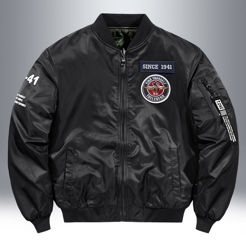 Men's pilot bomber jacket with patch details, nylon shell and arm pocket Chichicherry