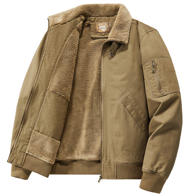 Men's teddy-lined pilot bomber jacket with sherpa lining and arm pocket Chichicherry