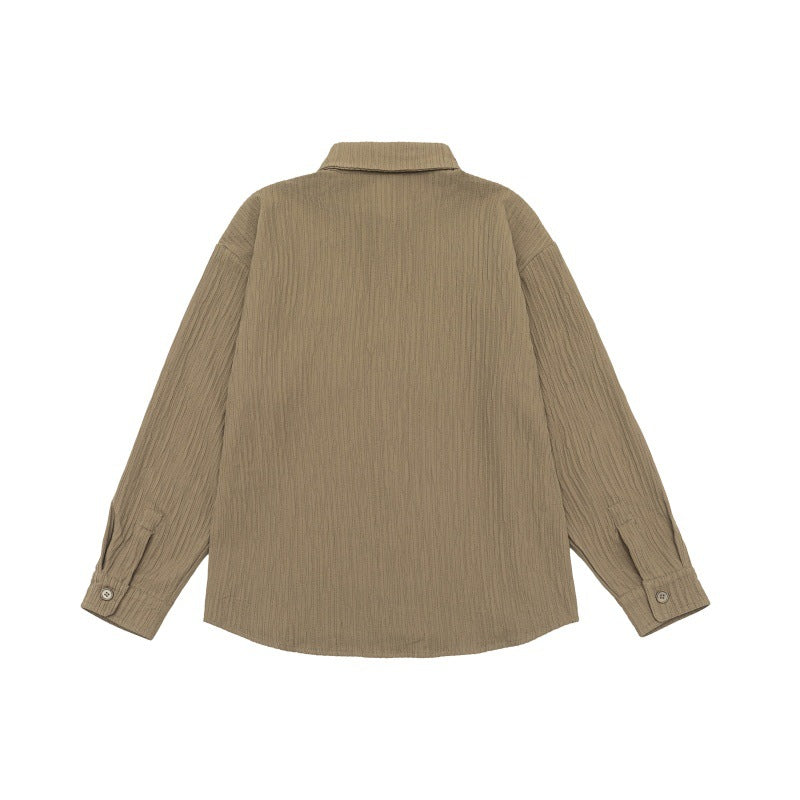 Unisex Textured Oversized Shirt Jacket with Waffle Structure and Chest Pocket Chichicherry