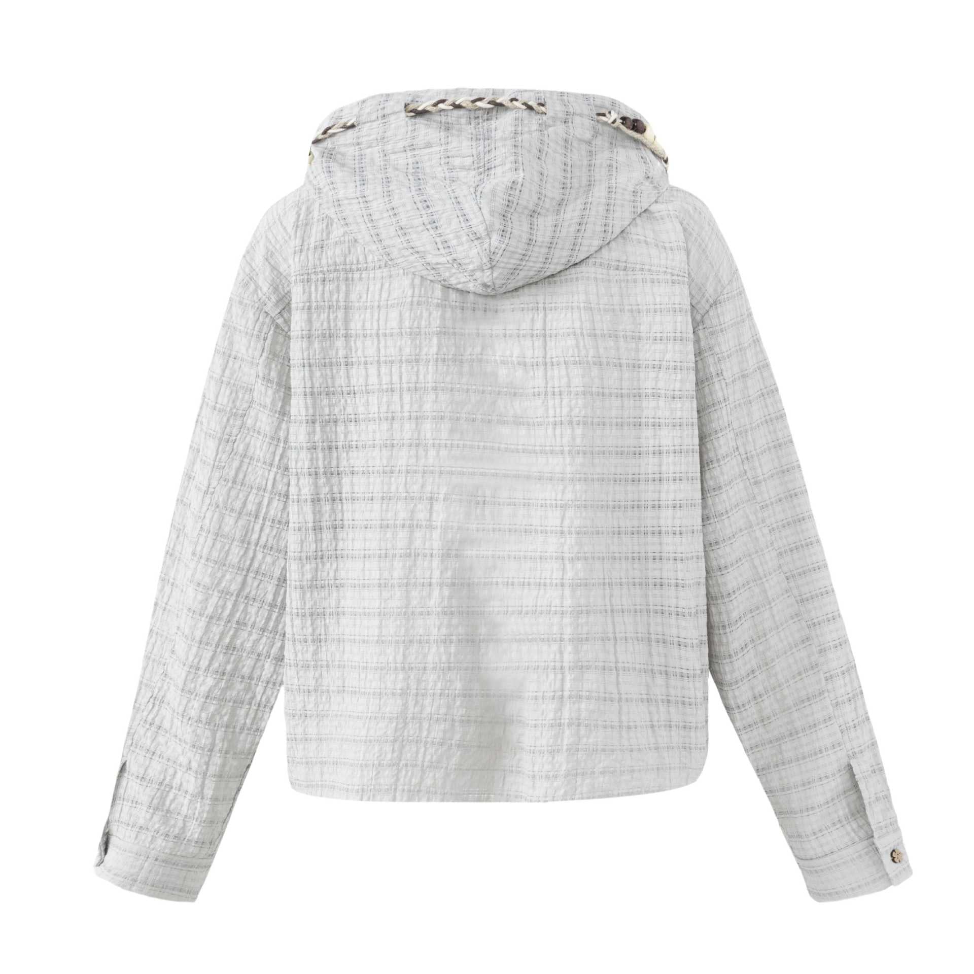 Women's Lightweight Hooded Jacket in Boxy Cut with Wooden Button Closure Chichicherry