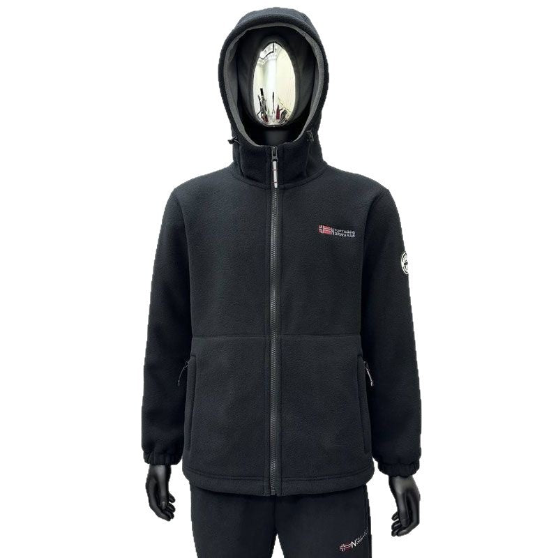 Men's fleece hoodie jacket with wind-resistant surface and zippered pockets Chichicherry