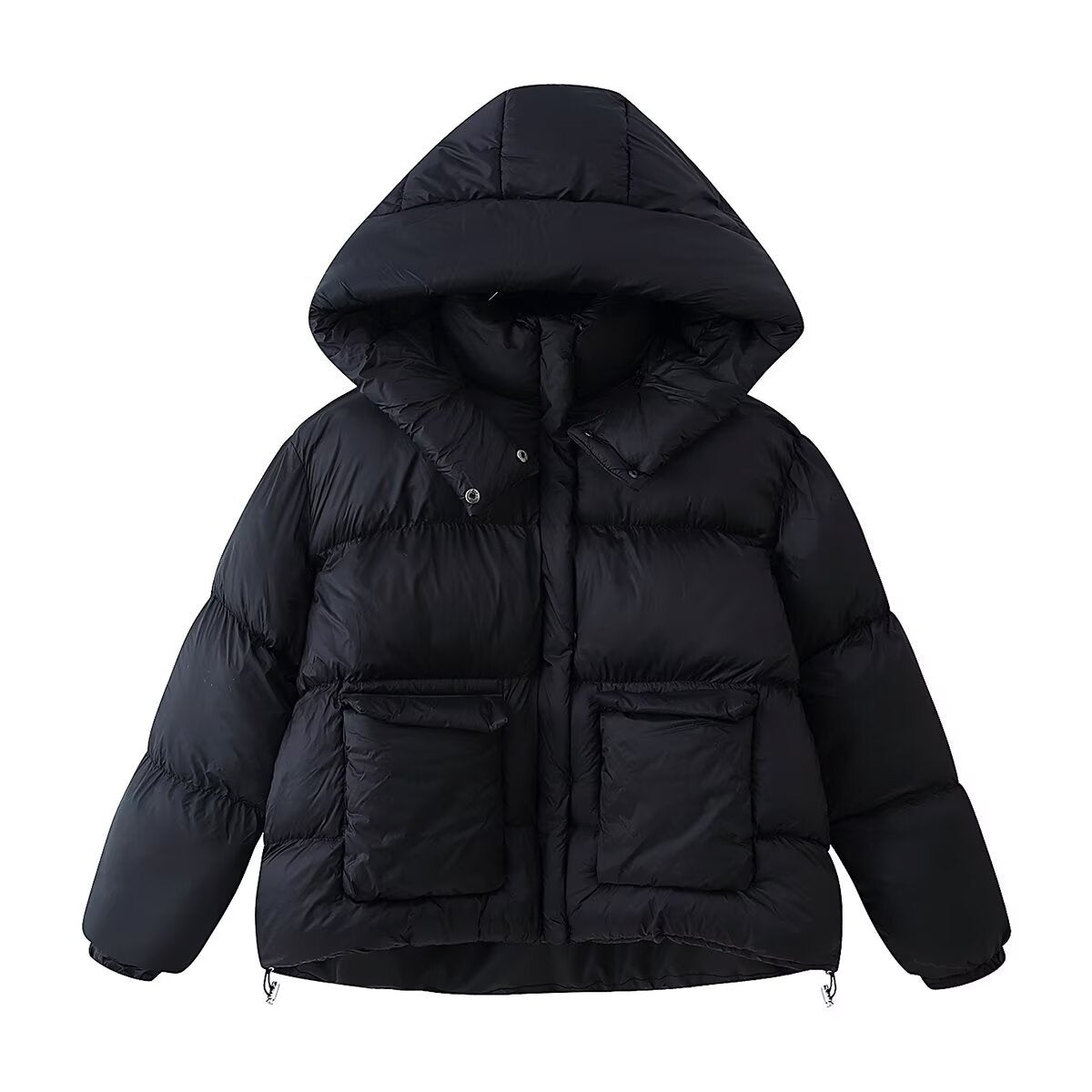 Women Oversized Quilted Winter Jacket with Extra Large Hood and Pockets Chichicherry