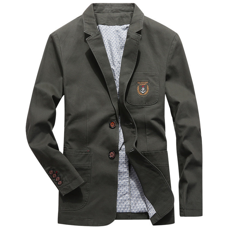 Men's casual cotton blazer in worker style with chest patch and applied pockets Chichicherry