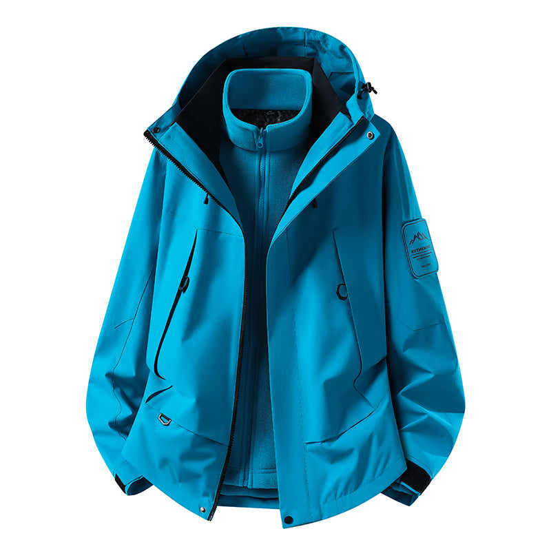 Unisex waterproof two-layer softshell rain jacket with removable fleece lining and hood Chichicherry