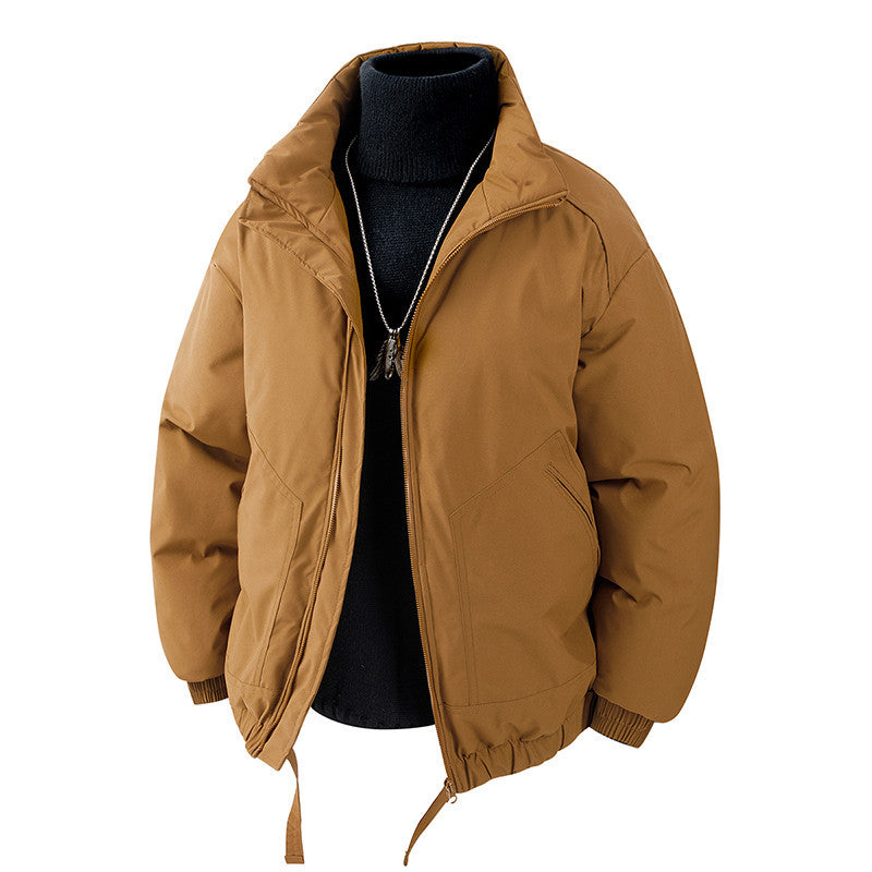 Men's Oversized Thermal Quilted Jacket with High Collar, Zipper and Drawstring Chichicherry