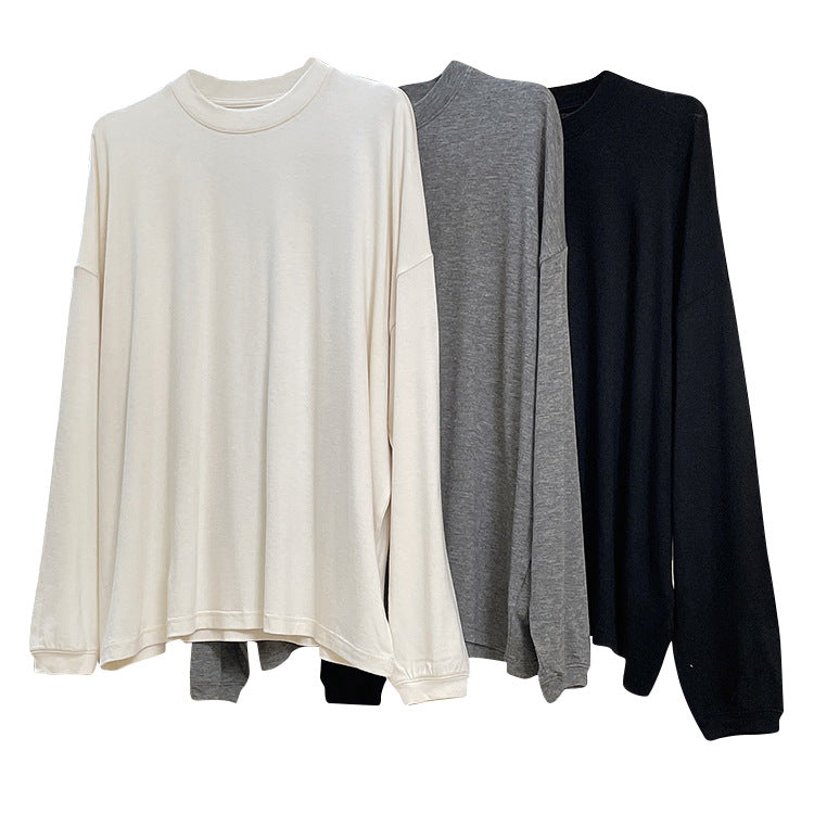Women Oversized Fine Knit Long Sleeve with Round Neckline Chichicherry