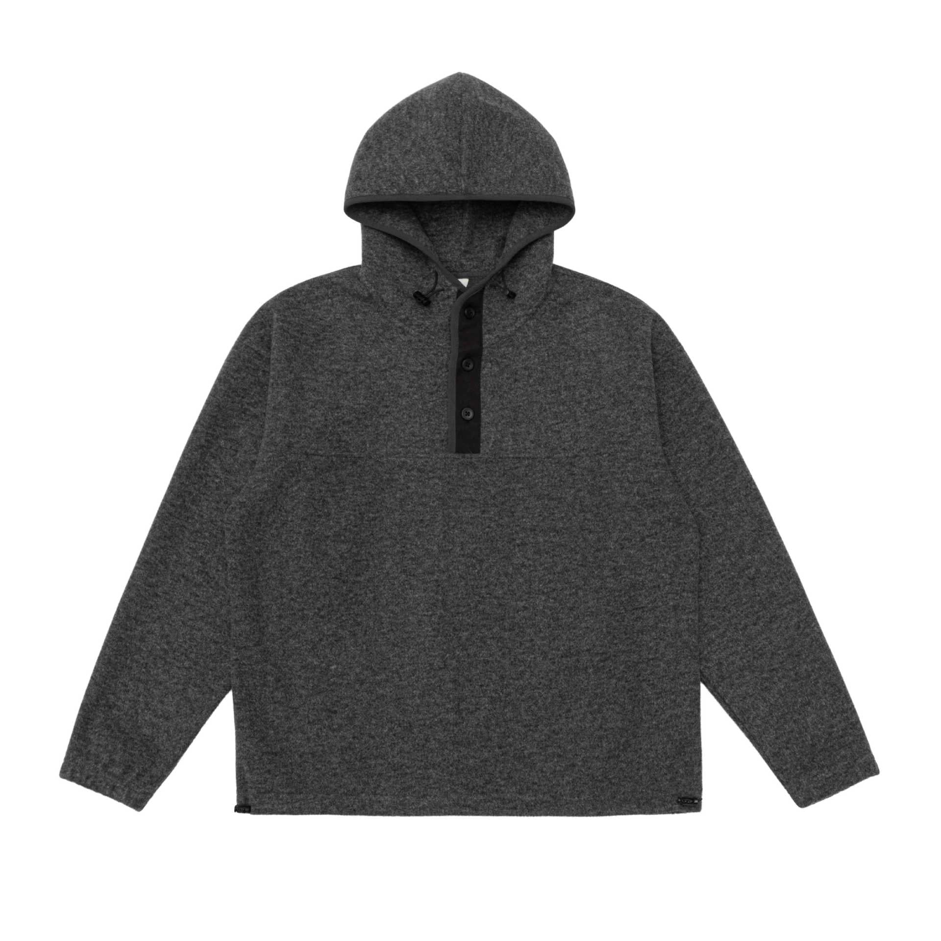 Unisex Oversize Fleece-Halfzip Hoodie with Button Placket, Drawstring and Kangaroo Pocket Chichicherry
