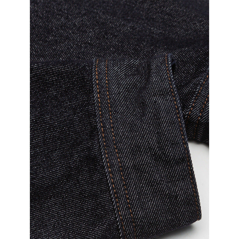 Men's Boxy Denim Jacket with Full Zip, Chest Zip Pocket and Shirt Collar Chichicherry