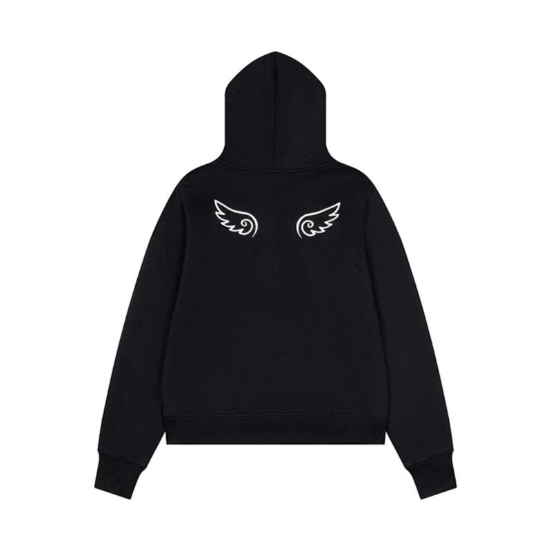 Women's hooded sweatshirt jacket with full zip, kangaroo pockets and playful leopard mustache print Chichicherry