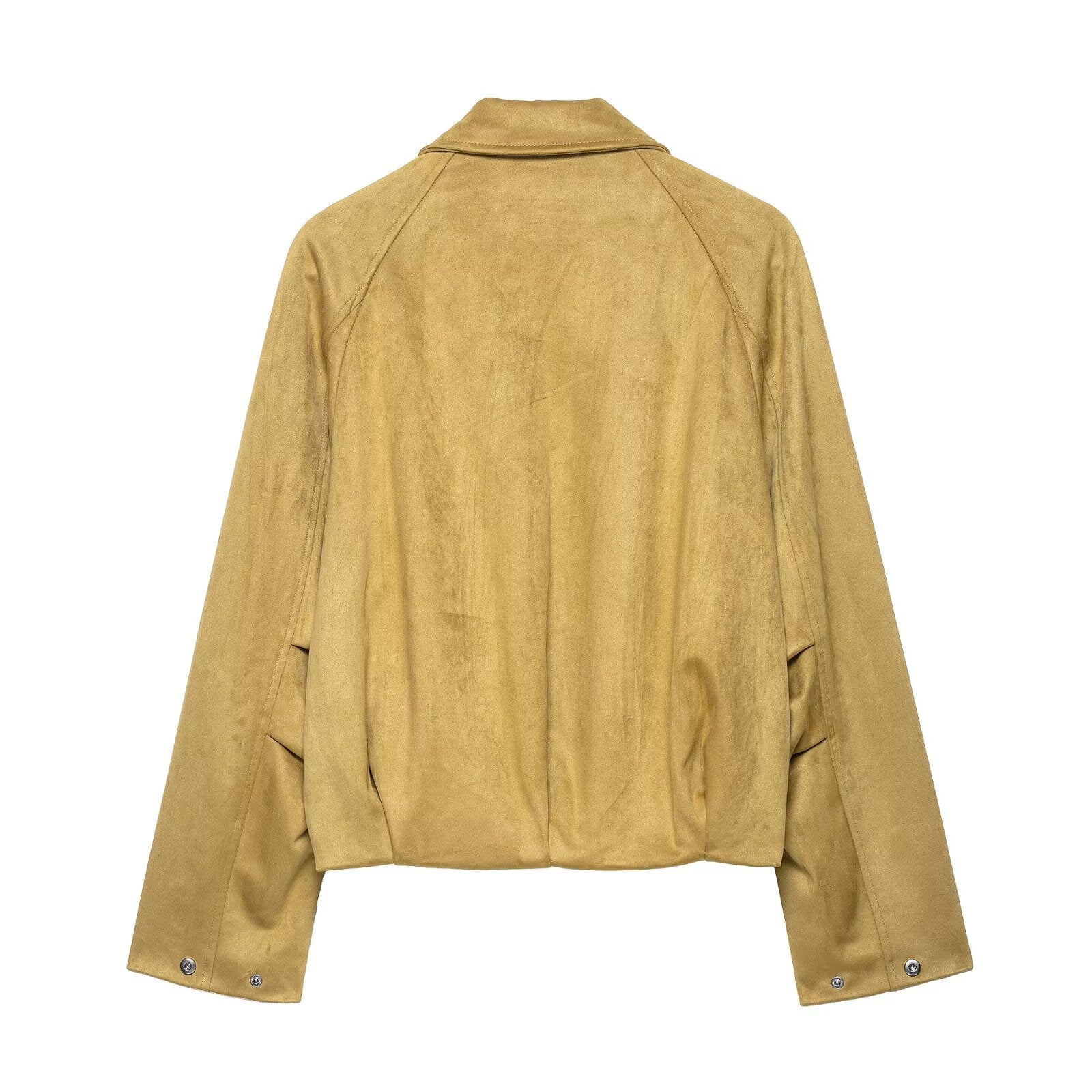 Women's short-cut suede look bomber jacket with raglan sleeves and elastic hem Chichicherry