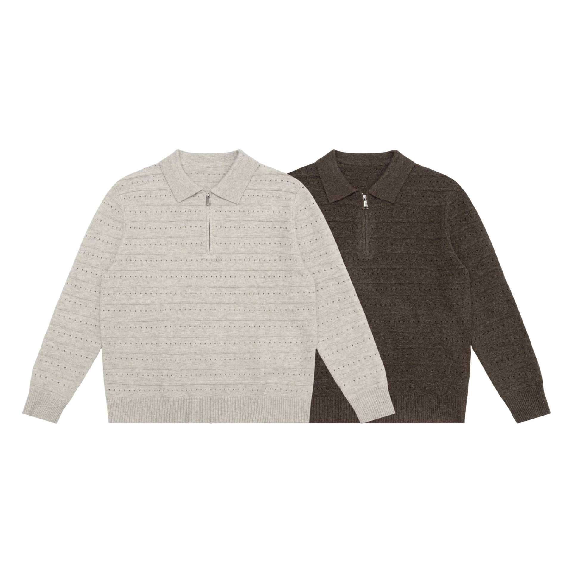 Men's knit polo shirt with half zipper and structured knit Chichicherry