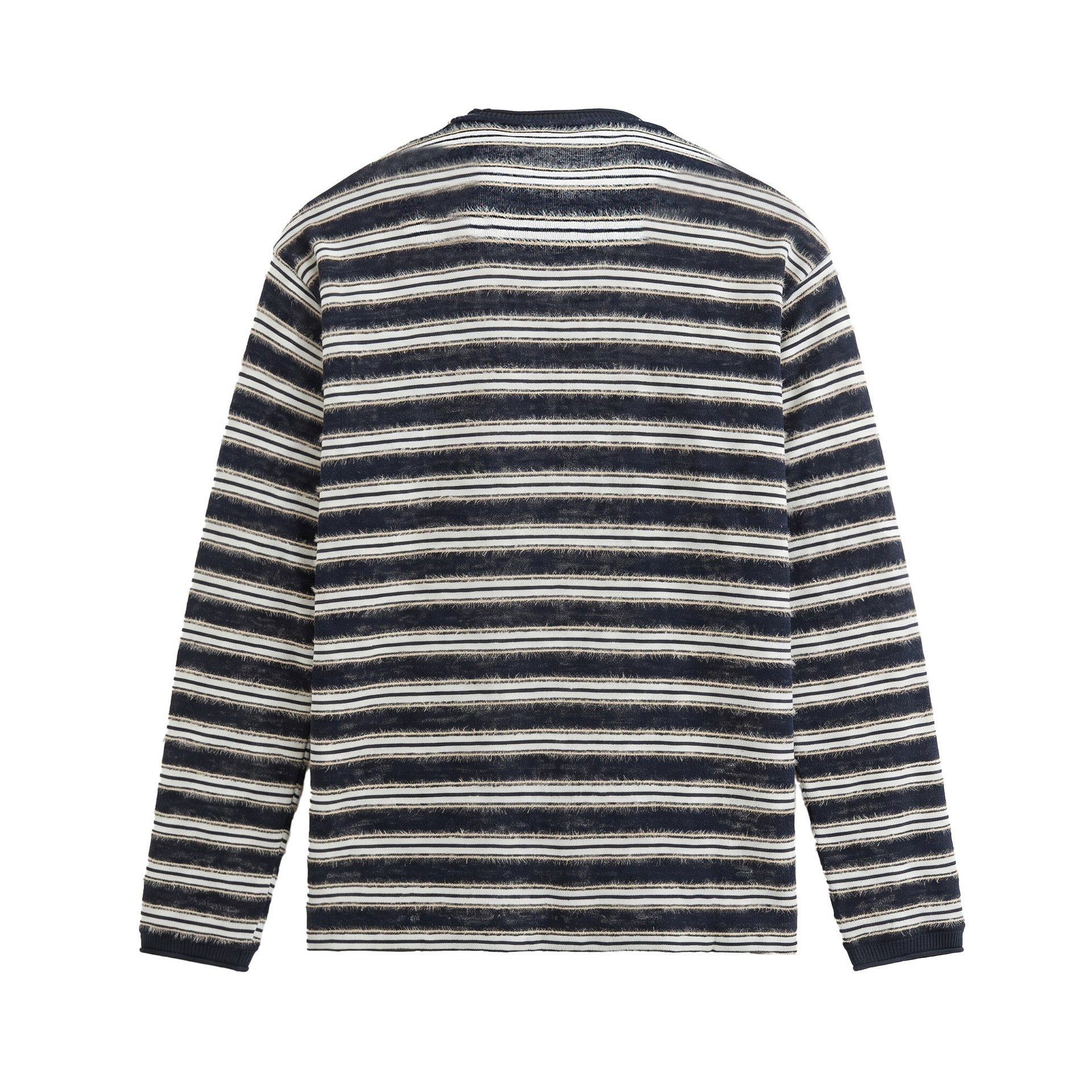 Unisex Long-sleeved fine knit shirt with striped structure and ribbed collar Chichicherry