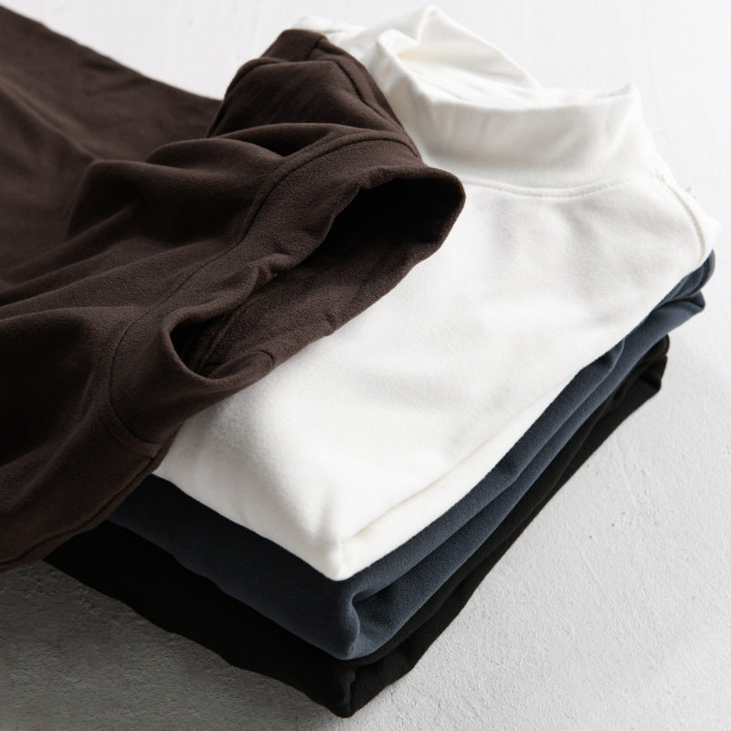 Men's Long Sleeve Fine Cotton Shirt with Stand Collar and Relaxed Fit Chichicherry