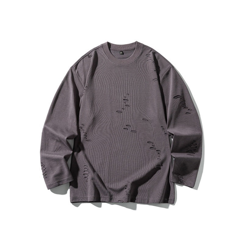 Unisex Oversize sweatshirt made of heavy cotton blend with distressed effect and fine waffle texture Chichicherry