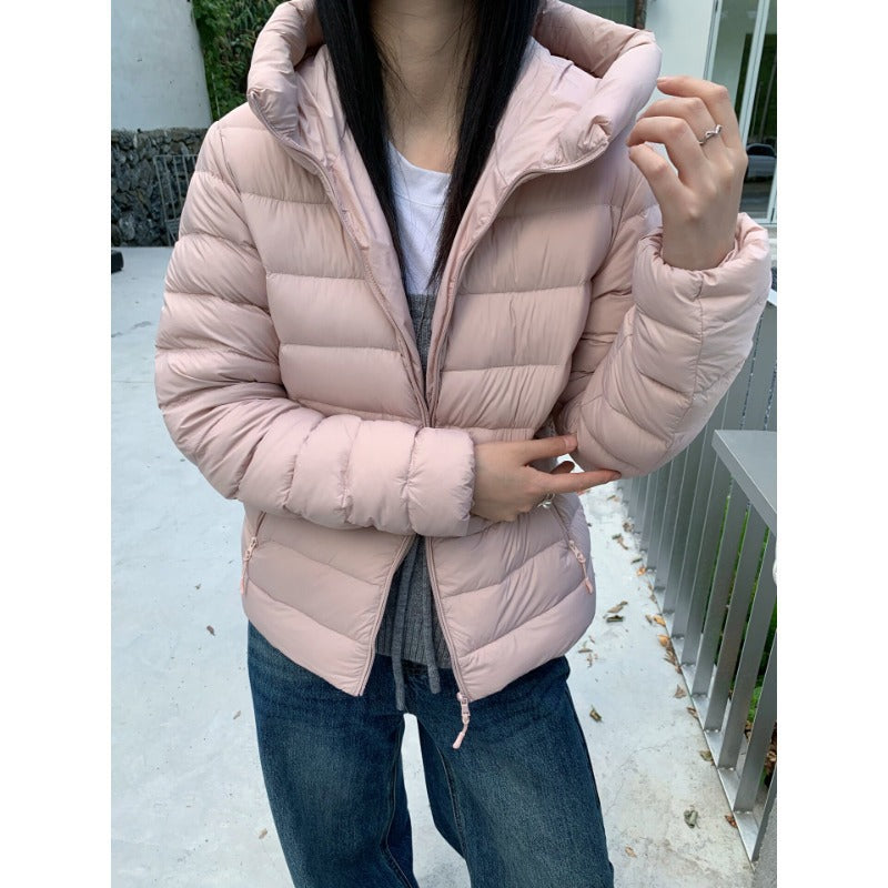 Women's quilted down jacket with high collar and light thermal insulation Chichicherry