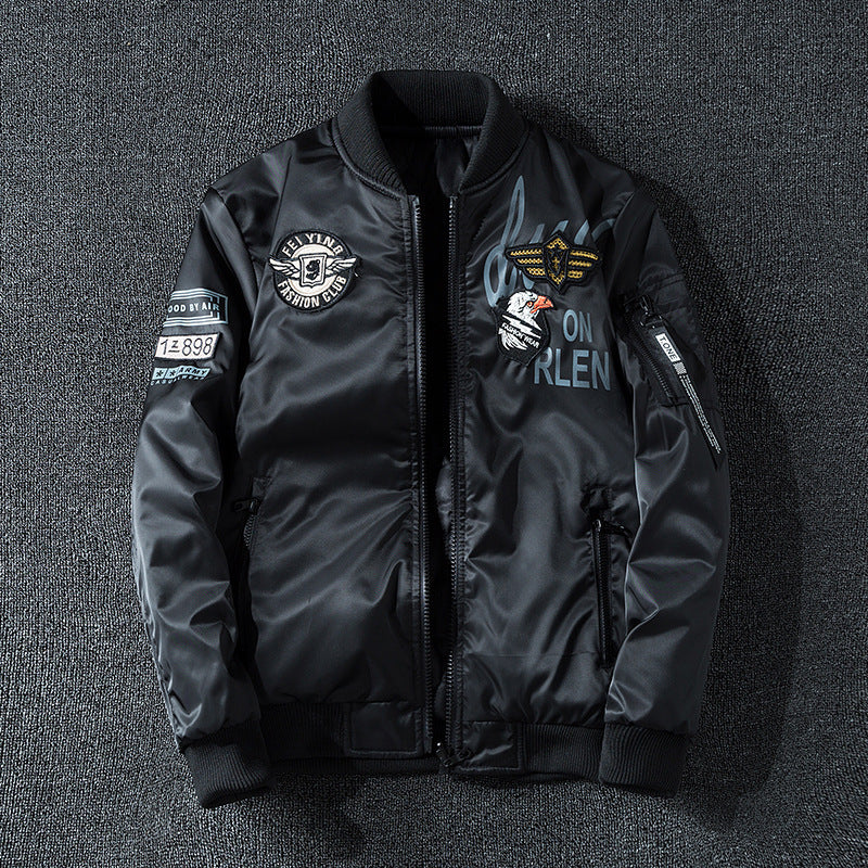 Men's pilot bomber jacket in aviator look with badge applications, arm pocket and ribbed cuffs Chichicherry