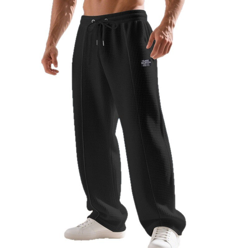Men's Casual Waffle Knit Sweatpants with Drawstring and Side Pockets Chichicherry