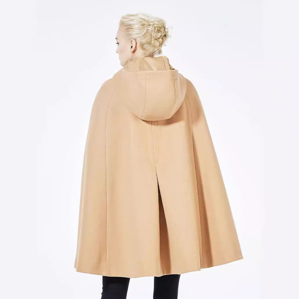 Women's Cape Coat with Hood and Toggle Closures Chichicherry
