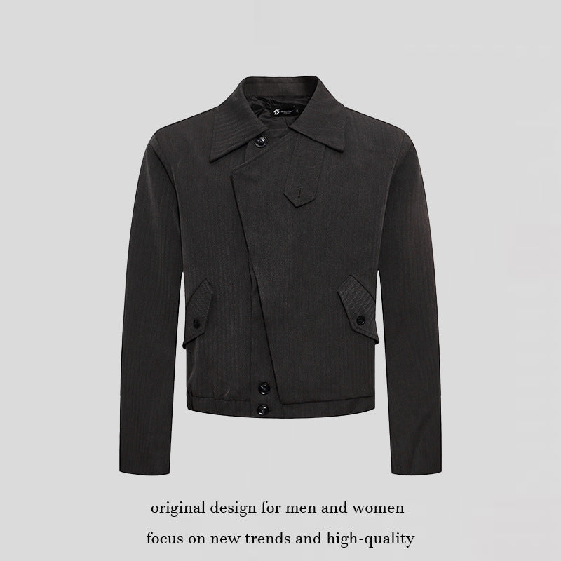 Men's short asymmetric twill blouson with concealed button placket Chichicherry