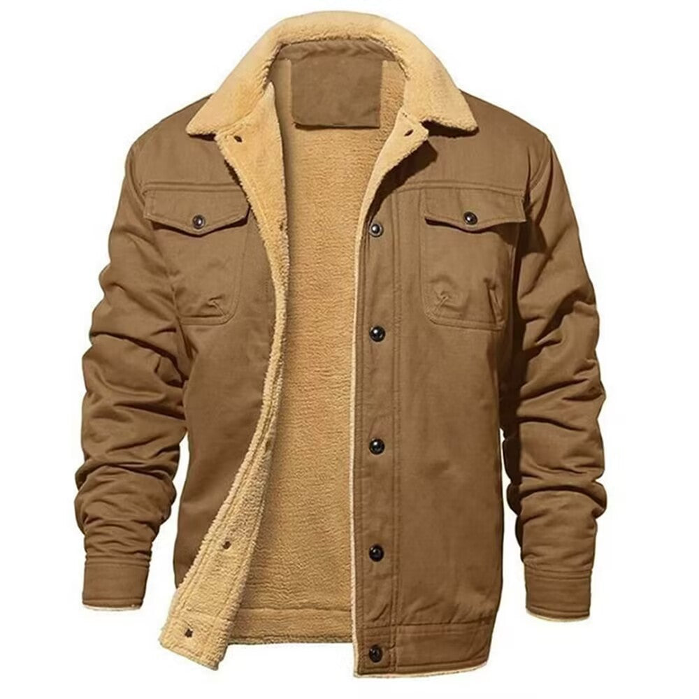 Men's robust canvas blouson with full sherpa lining and shirt collar Chichicherry
