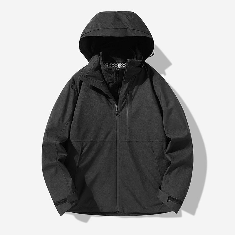 Men's Waterproof Technical Softshell Hybrid Jacket with Integrated Fleece Lining and Adjustable Hood Chichicherry