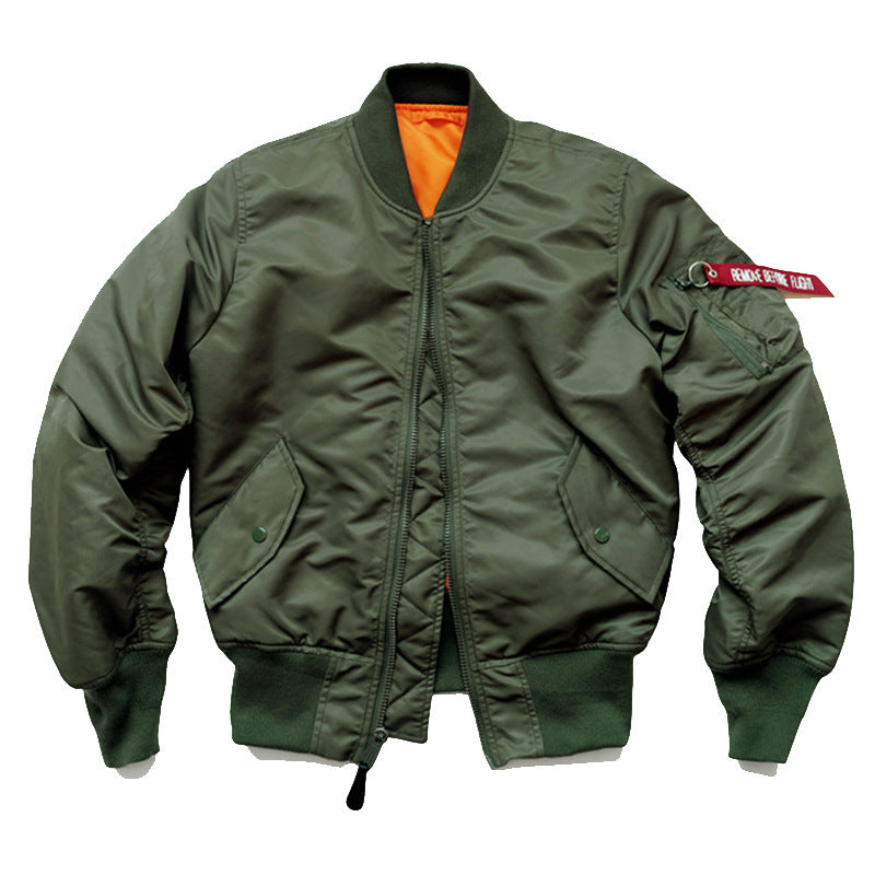 Men's flight bomber jacket with contrasting inner lining, utility arm pocket, and ribbed cuffs Chichicherry
