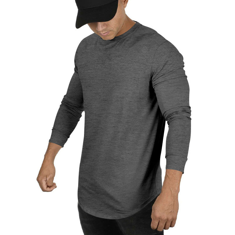 Men's long-sleeve shirt with extended round hem and slim fit made of elastic functional jersey Chichicherry