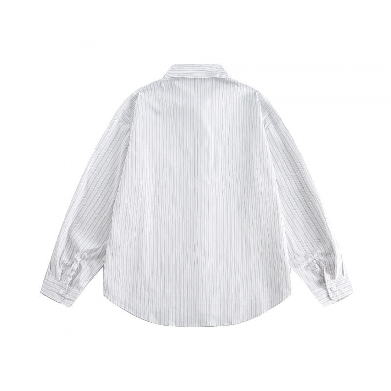 Men's loosely falling boxy shirt with fine pinstripes and chest pocket Chichicherry