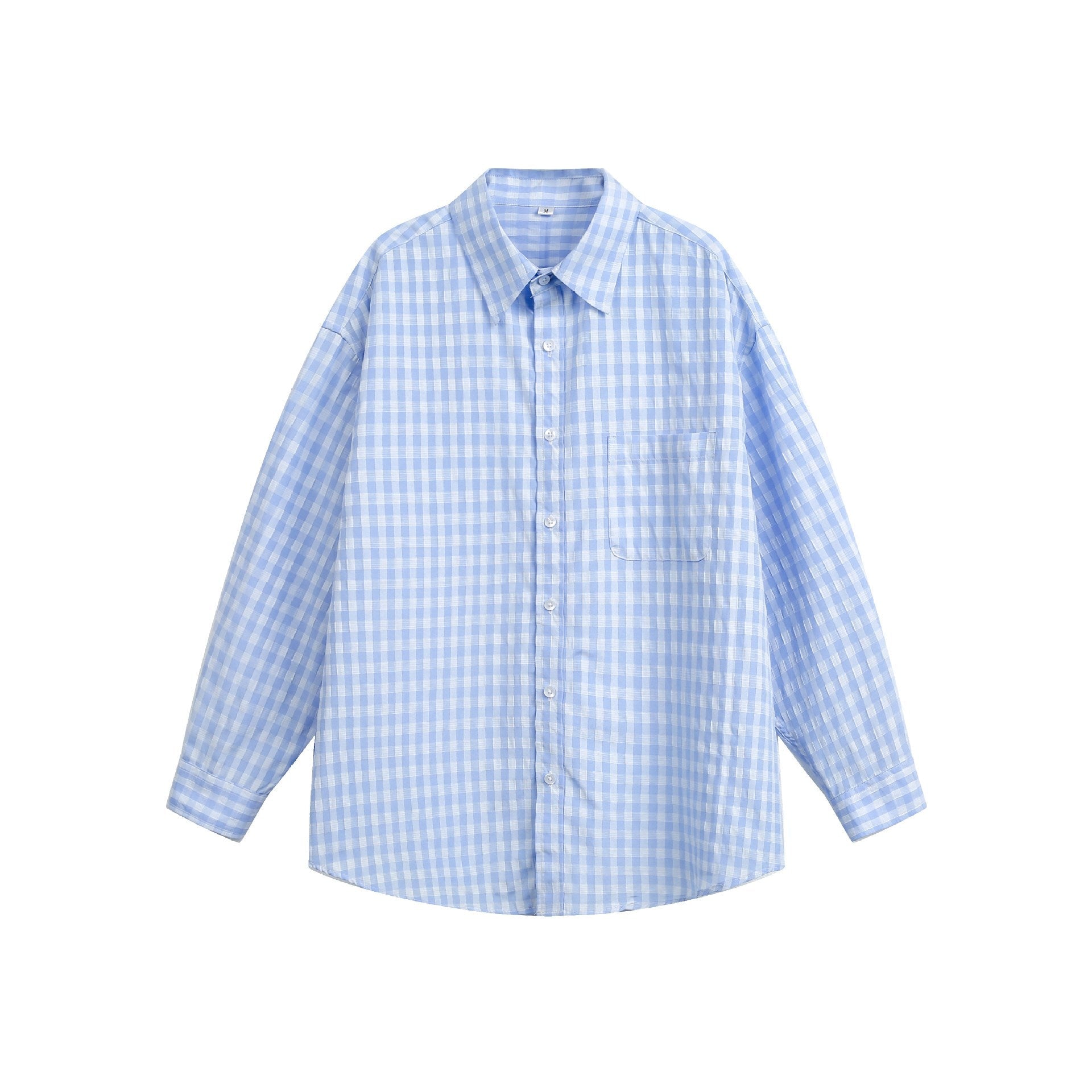 Women's Oversize Check Shirt with Boxy Silhouette, Kent Collar and Chest Pocket Chichicherry