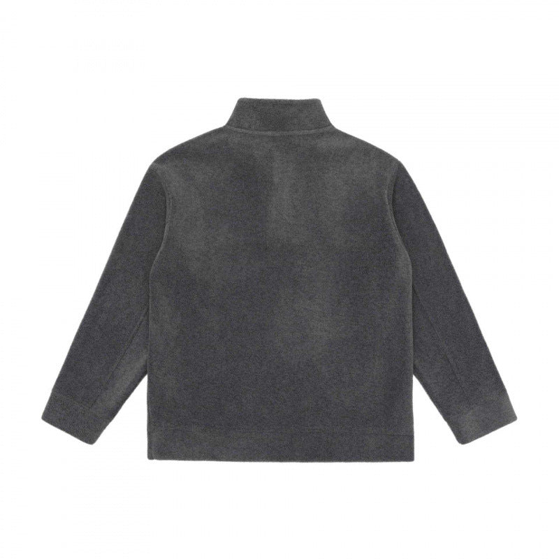 Unisex Henley fleece pullover with short button closure, stand-up collar and boxy cut Chichicherry