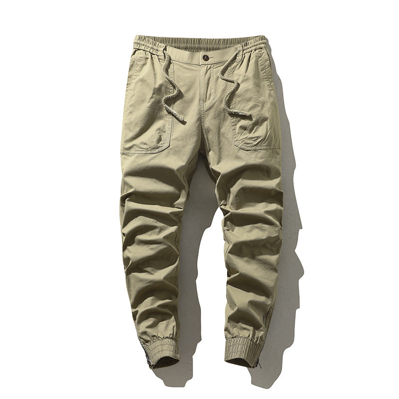 Men's Cargo Jogger Pants with Elastic Hem, Drawstring and Utility Patch Pockets Chichicherry