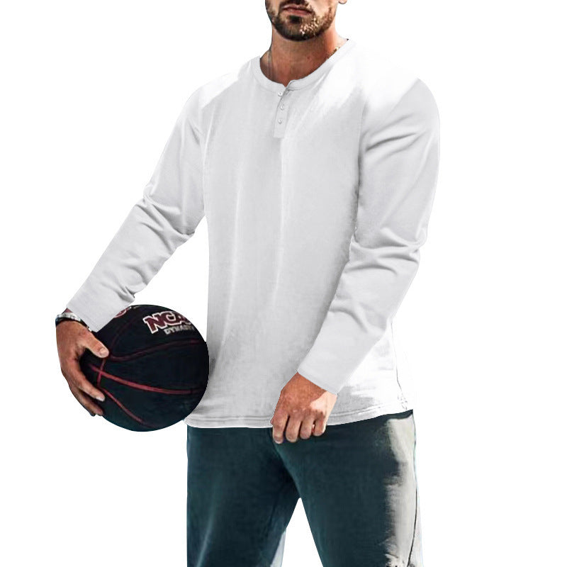 Men's Long Sleeve Henley Top made from Cotton Blend Slim Fit Chichicherry