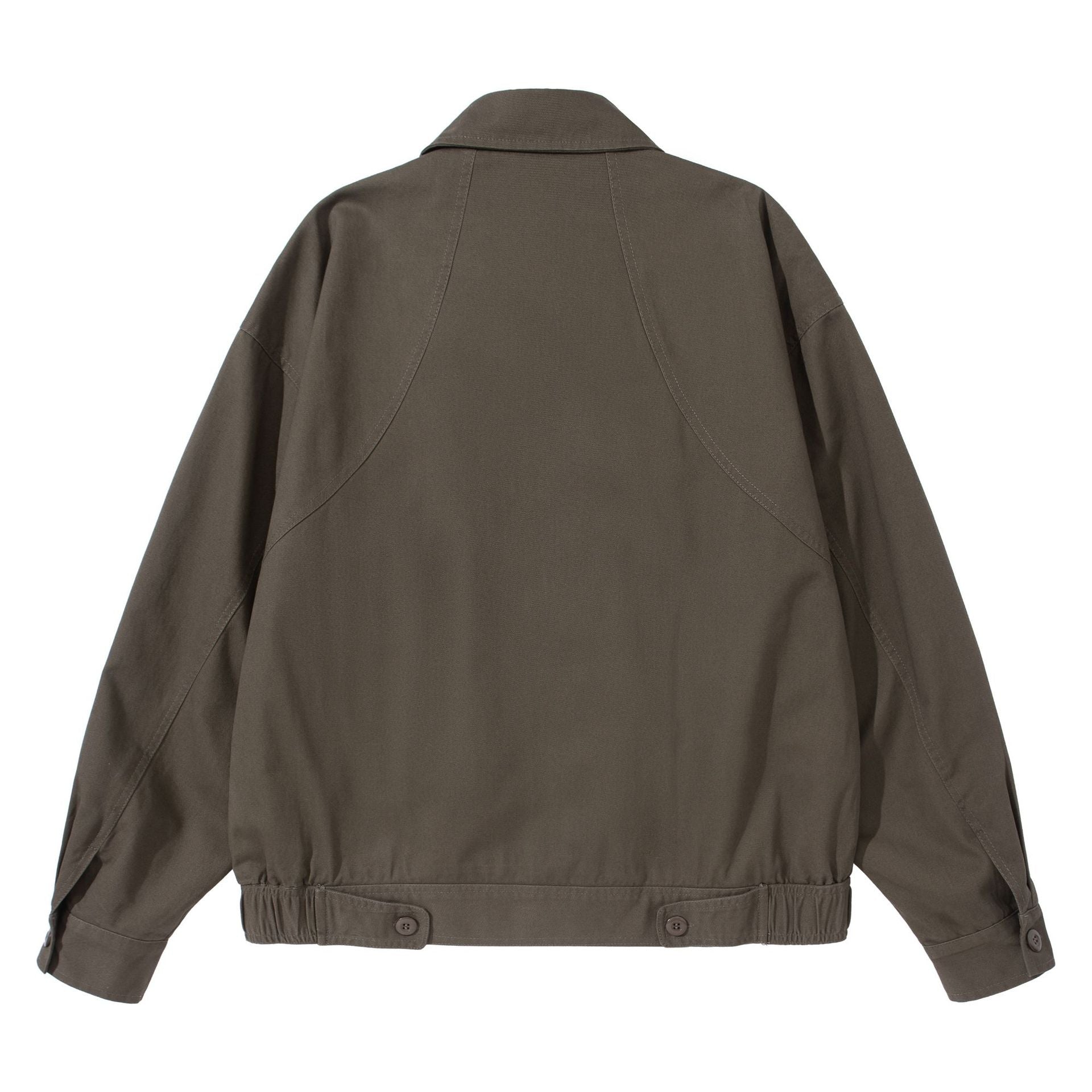 Unisex Short-Cut Utility Blouson with Shirt Collar and Elastic Hem Chichicherry