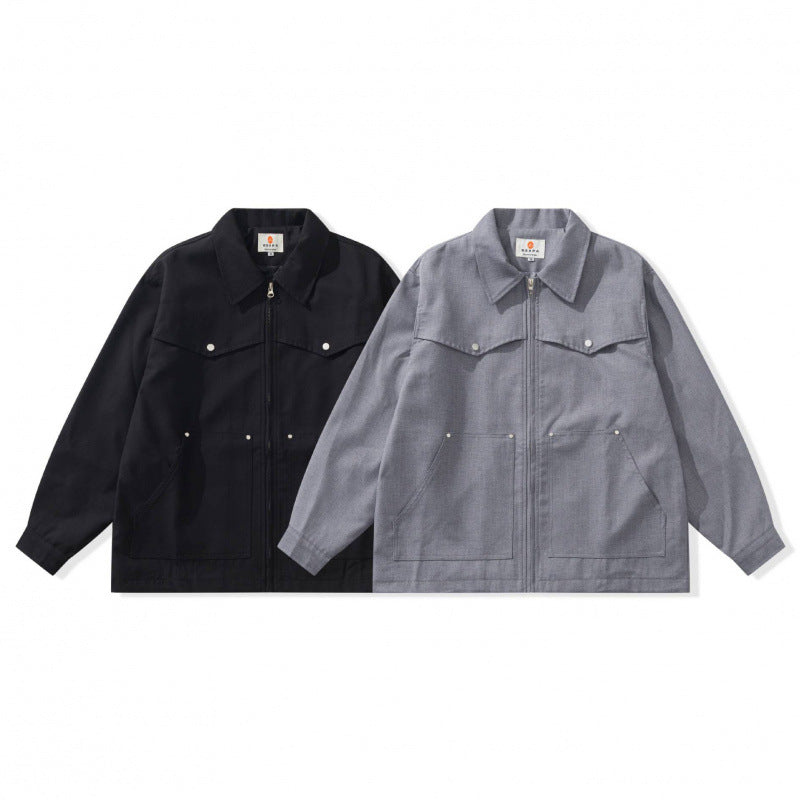 Unisex Kastige Worker-Overjacket made of canvas with full-length zipper, chest flap pocket and patch hand pockets Chichicherry