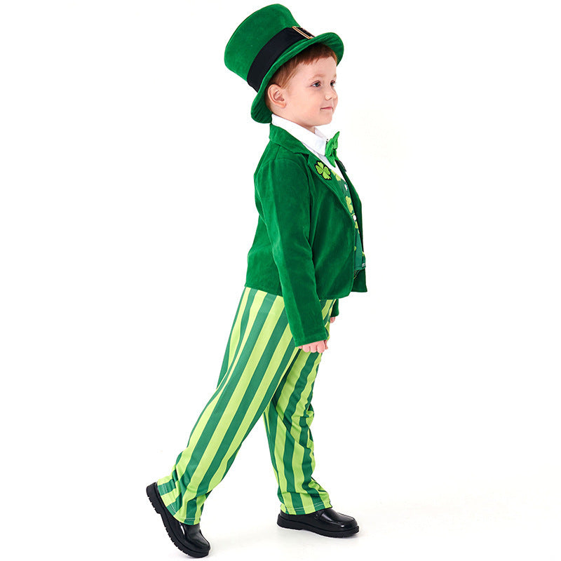 Men's costume as Irish Leprechaun with hat and detailed accents Chichicherry
