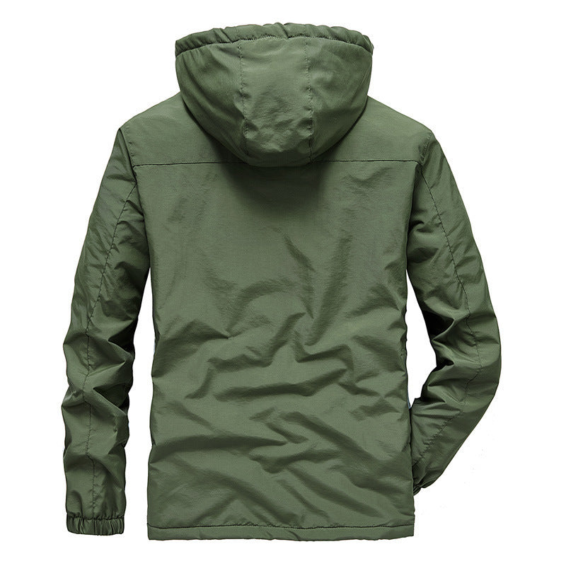 Men's thermo-hybrid hooded jacket with continuous teddy fleece lining and water-repellent outer shell Chichicherry