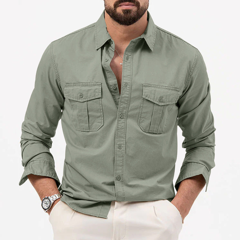 Men's shirt with chest pockets and Kent collar, casual regular fit made of cotton mix Chichicherry
