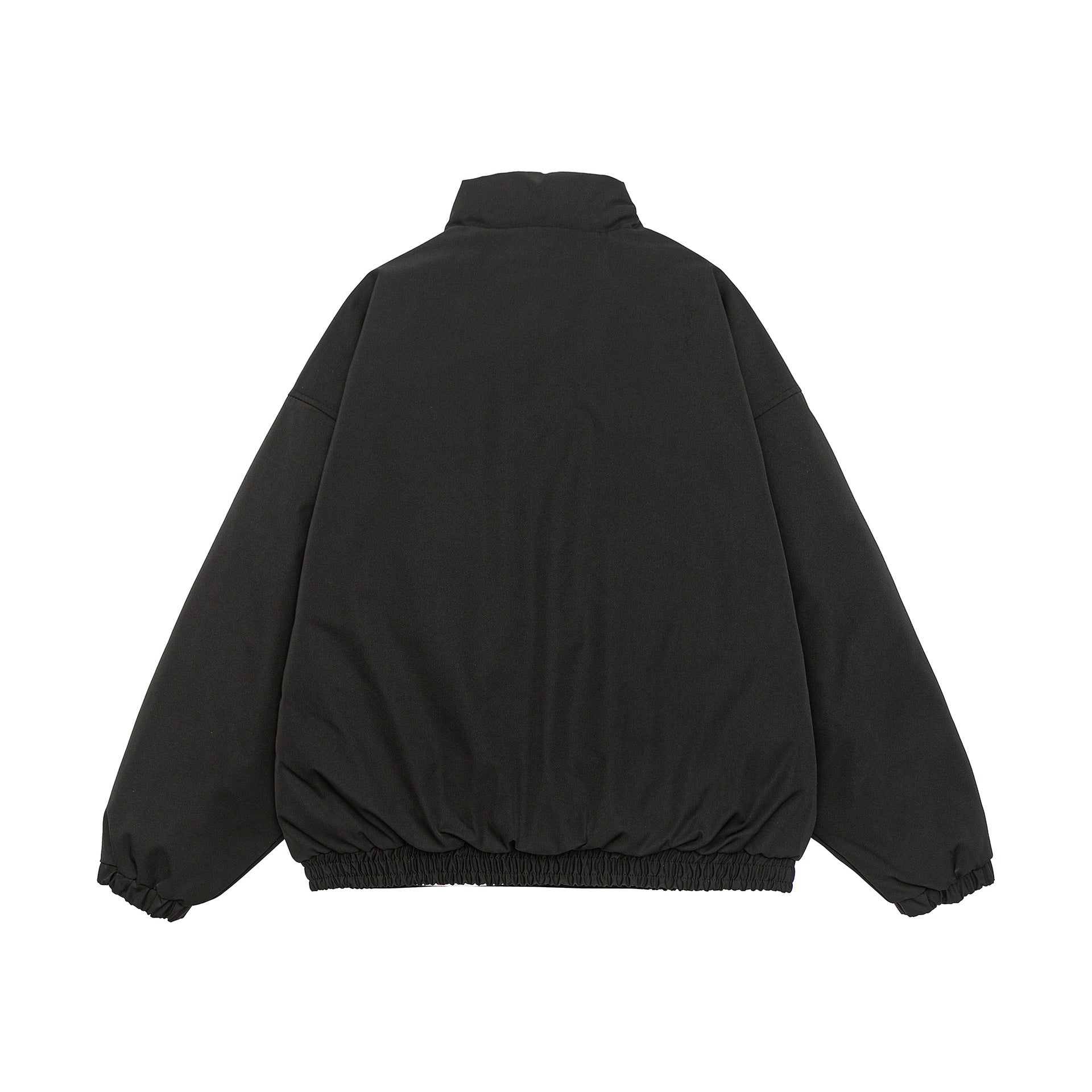 Men's Cropped Boxy Quilted Jacket with High Stand Collar, Elastic Hem and Flap Pockets Chichicherry