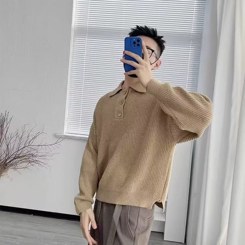 Herren Feinstrick-Polo-Pullover mit Halbschlupf‑Knopfleiste, Rippstruktur und Seitenschlitzen Chichicherry