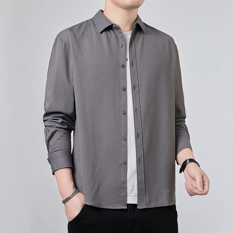 Men's Long Sleeve Shirt with Relaxed Fit and Light Satin Look Chichicherry