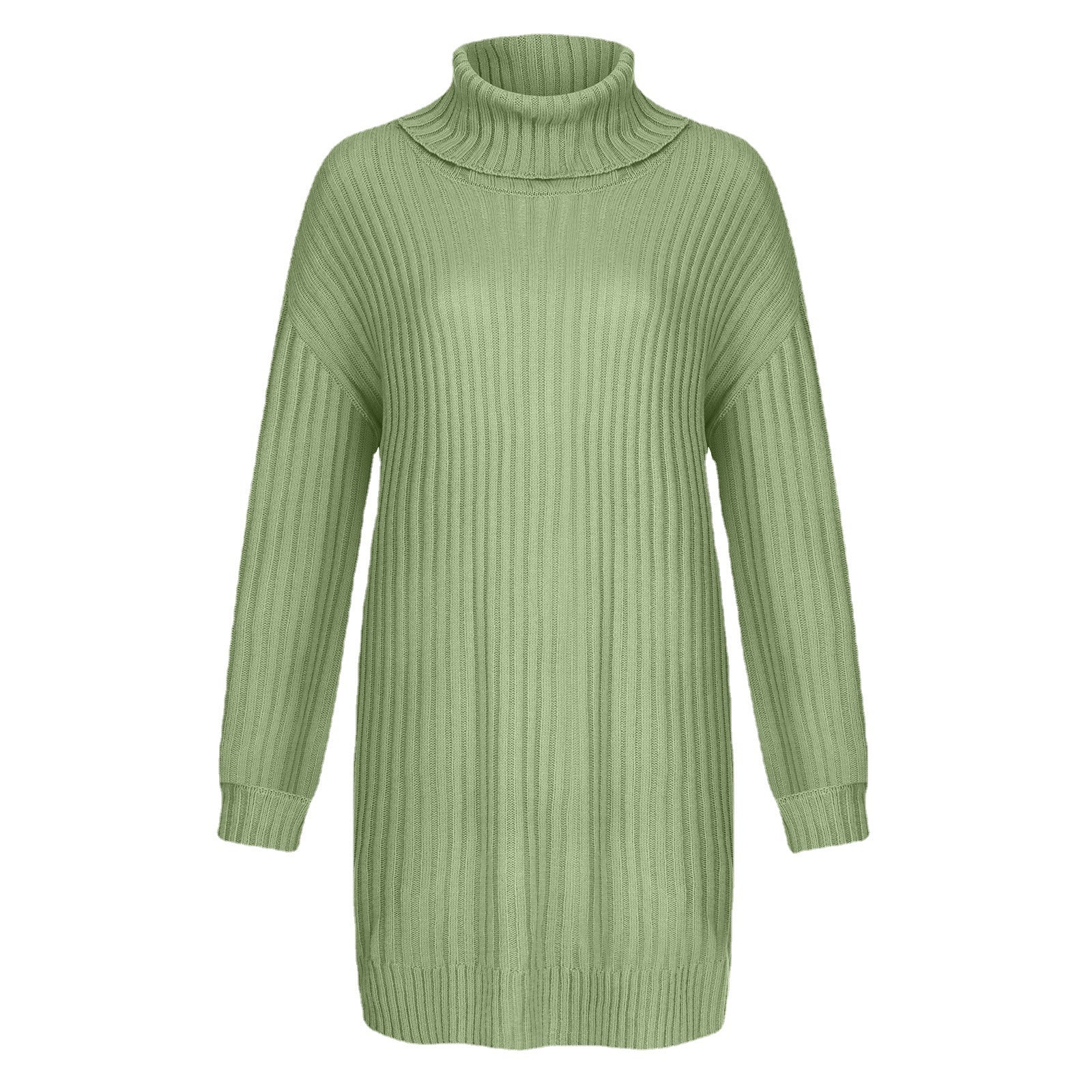 Women's Ribbed Turtleneck Tunic with Boxy Oversized Fit Chichicherry