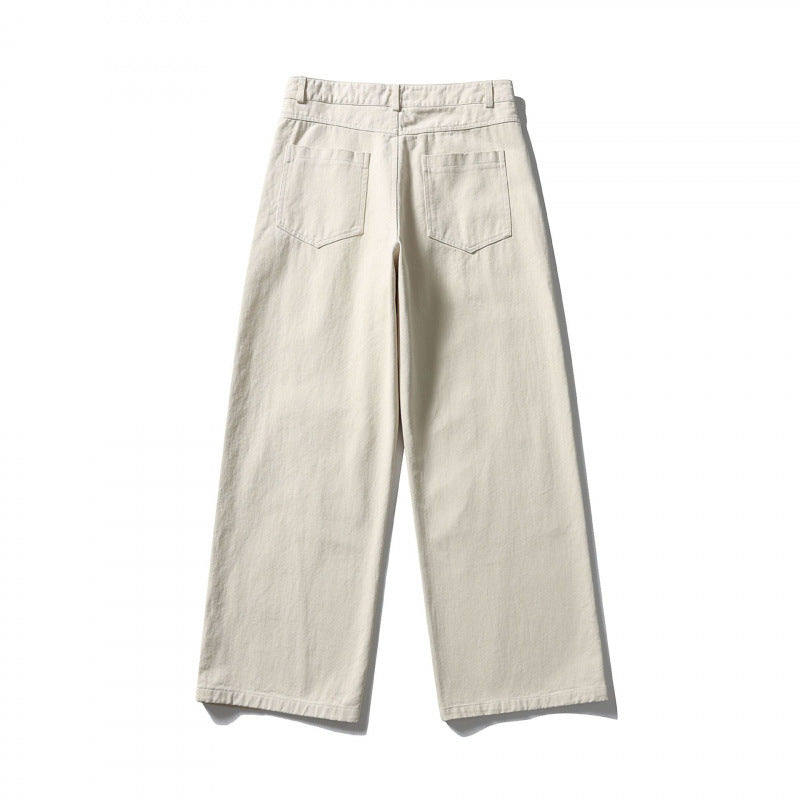Ladies Palazzo Jeans Trousers with High Waist, Wide Leg and Decorative Seams Chichicherry