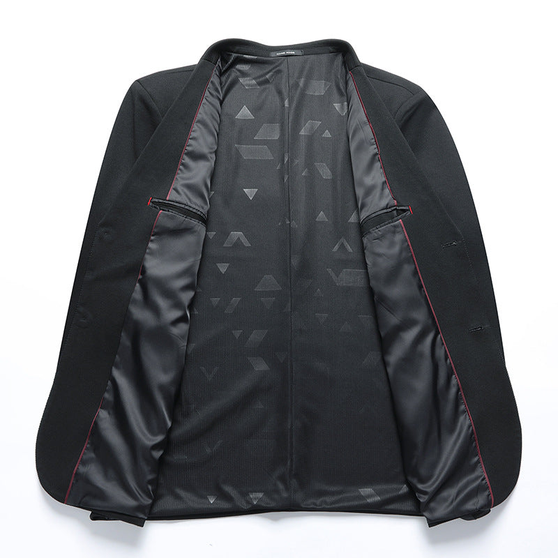Men's Elegant Single-Breasted Blazer with Breathable Wool Blend and Patch Pockets Chichicherry