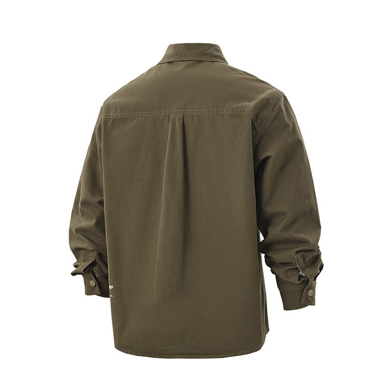 Men's overshirt jacket in workwear style with patch chest pockets and snap button closure Chichicherry